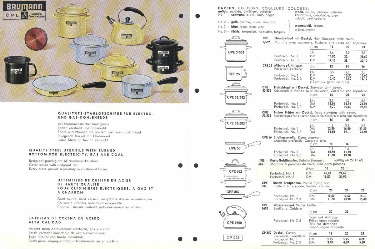 1965 Preisliste CPE-Ware
