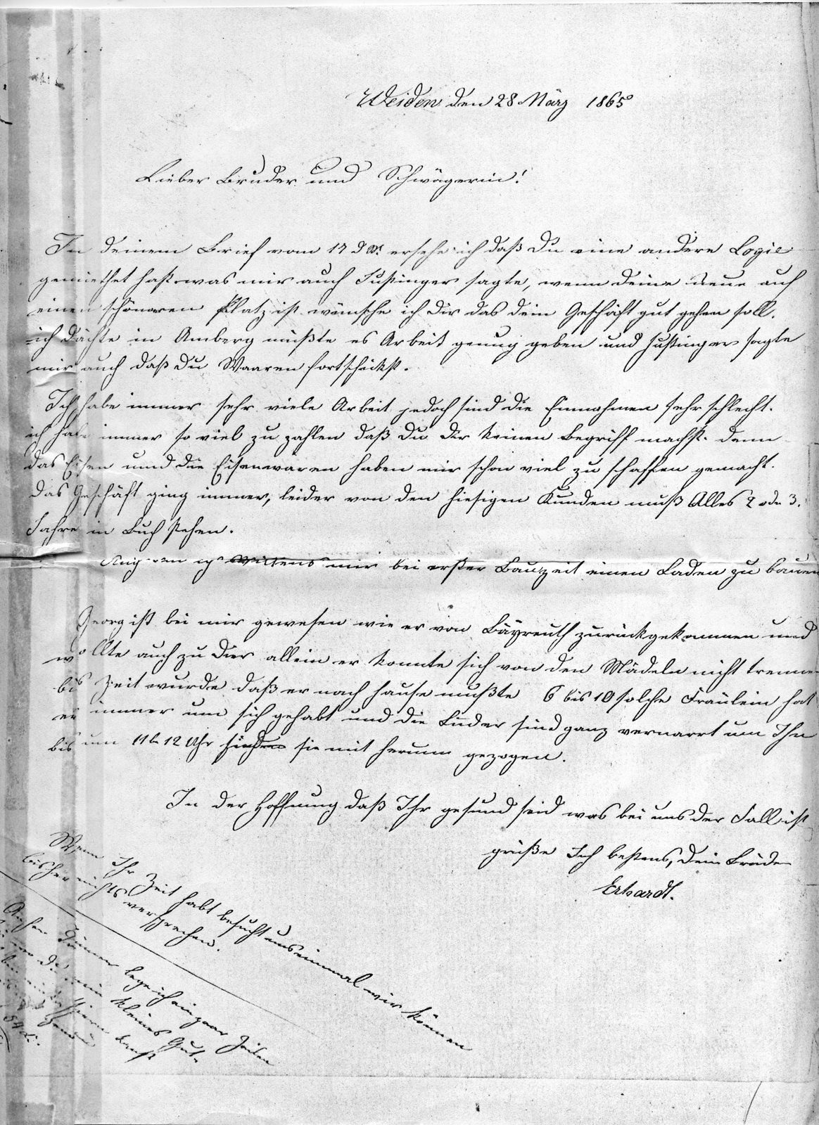Brief Erhard 28.3.1865